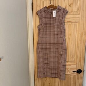 Ann Taylor Brown Plaid Midi Dress